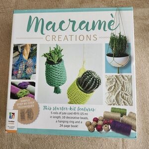Macrame Creations Starter Kit Jute Cord Beads Hanging Ring With Instruction Book